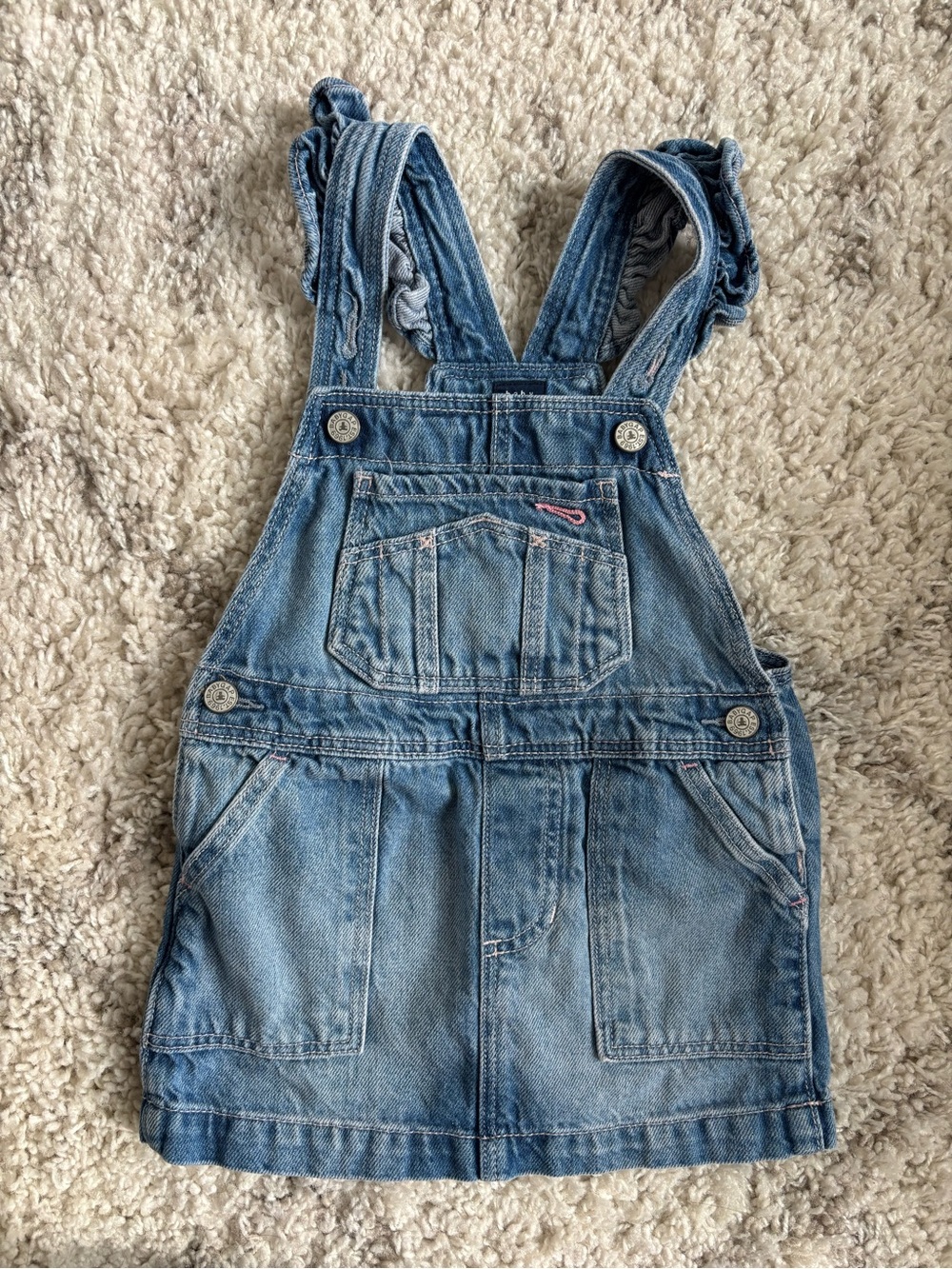 Baby Gap Girls Denim Ruffle Short Overalls – Size 2 Years